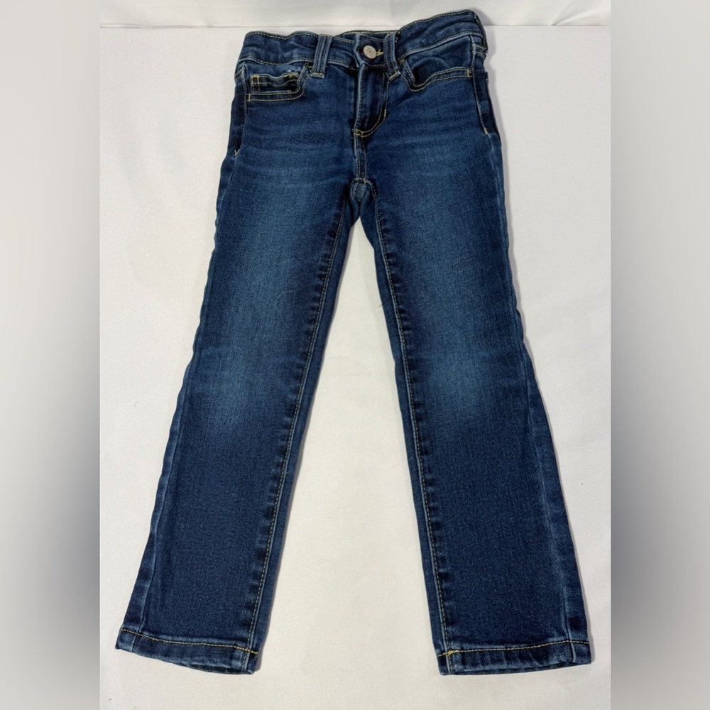 Jumping Beans Girls Jeans Size 4 Adjustable Waist Stretch Denim Dark Blue Wash
